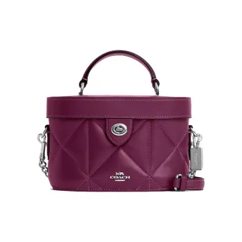 COACH Kay Nappa Leather Box Bag, Handbag, Shoulder Bag, Crossbody Bag Small Size Women's Purple