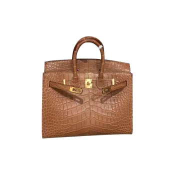 HERMES Birkin Matte Crocodile Leather Birkin Bag Shoulder Bag Crossbody Bag Handbag Mini Women's 37 Gold Gold