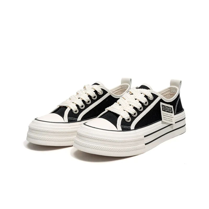La Chapelle Lightweight Height Increasing Low Top Canvas Shoes 3cm Women's-2