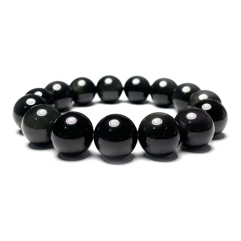 MOUNTAINS AND MANS Obsidian New Chinese Style Good Luck Beaded Bracelet Unisex-10