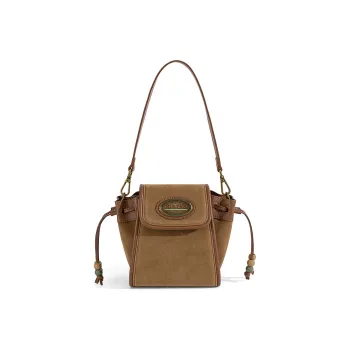MQ&DR Anti-Pill Microfiber Italian Caramel Saddle Bag Commute Shoulder Bag Mini Women's Brown