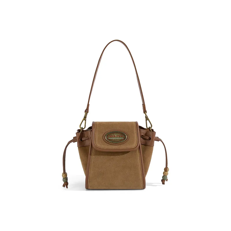 MQ&DR Anti-Pill Microfiber Italian Caramel Saddle Bag Commute Shoulder Bag Mini Women's Brown-0