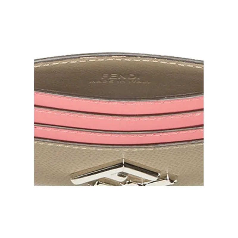 FENDI Calfskin Card Holder Women's Pink/Gray-4