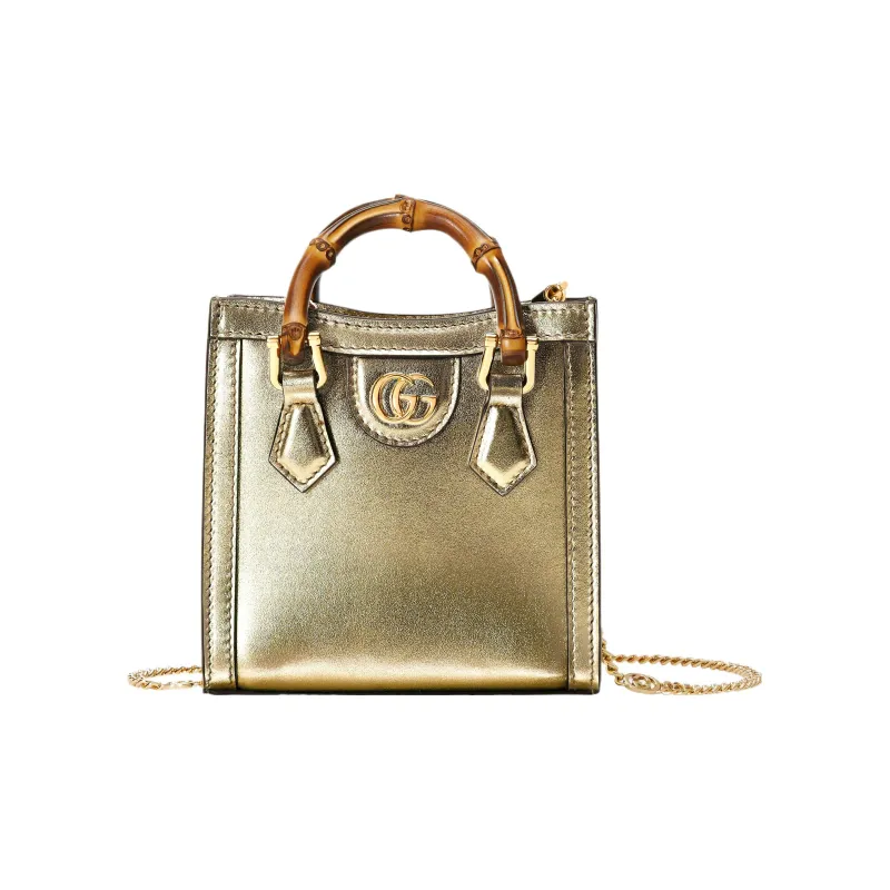 GUCCI Diana Leather Shoulder Bag Crossbody Bag Handbag Mini Women's Gold-0