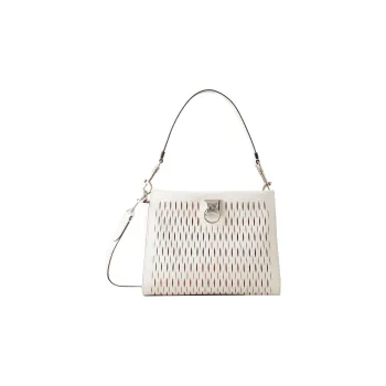 Mulberry Cow Leather Portable Crossbody Bag, Shoulder Bag Small Size Women's White