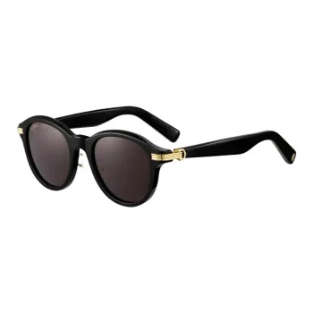 CARTIER Plate Frame Irregular Shape Sunglasses Unisex Black