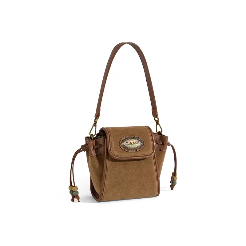 MQ&DR Anti-Pill Microfiber Italian Caramel Saddle Bag Commute Shoulder Bag Mini Women's Brown-1