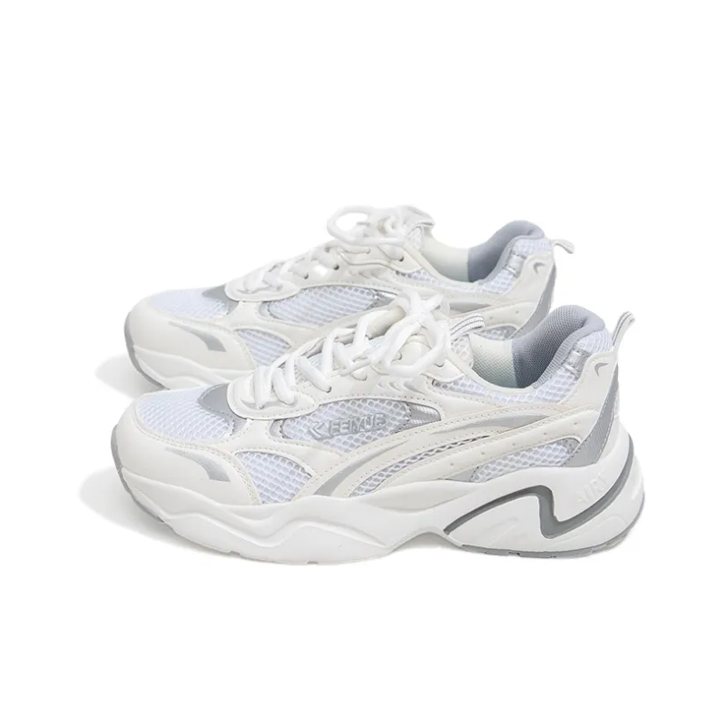 Feiyue Anti Slip Wear Resistant Low Top Chunky Sneakers Unisex White/Gray-2
