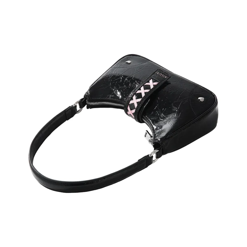AILUXI PU Shoulder Bag, Portable Crossbody Bag Medium Size Women's Black-3