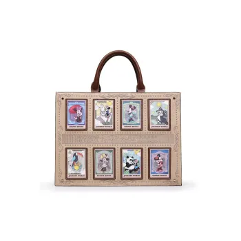 Disney Minnie Series Pu Tote Bag, Shopping Bag, Shoulder Bag, Crossbody Bag, Handbag Large Size Women's Beige Apricot
