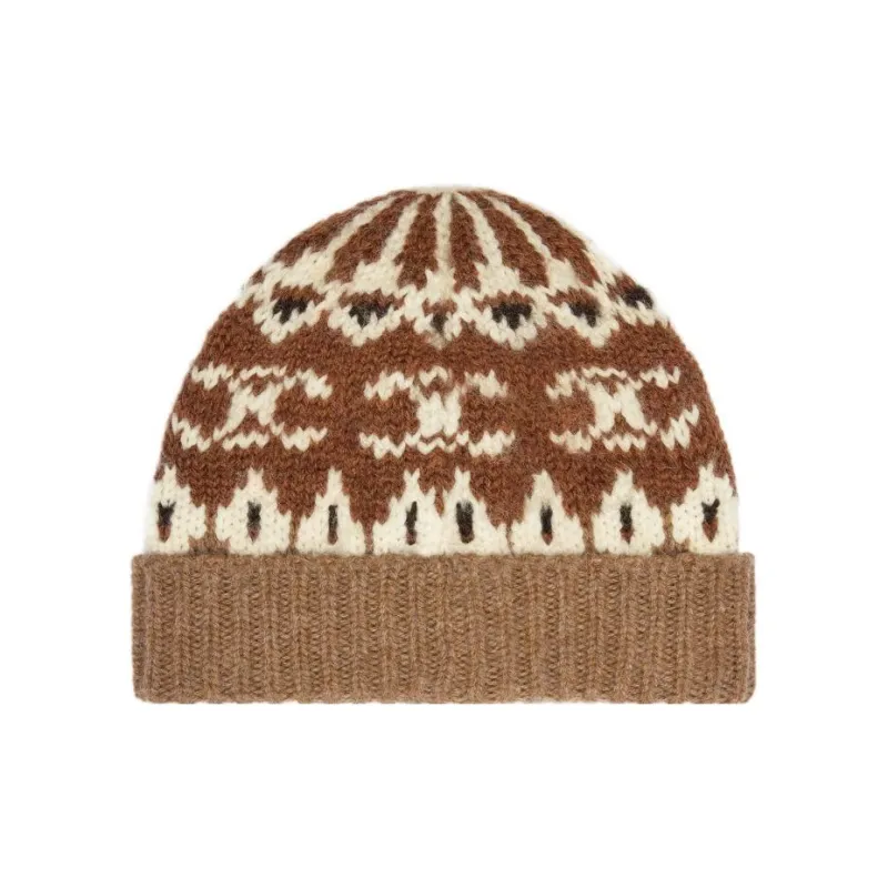 CELINE Beanie In Triomphe Fair Isle Wool-1
