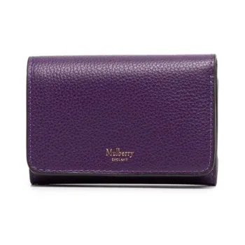 Mulberry Cow Leather Wallet Small Size Women's Purple