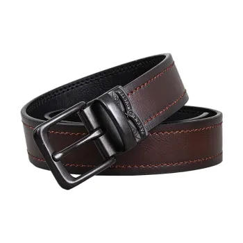 Levis Double-Sided Emblem Decoration Pin Buckle Leather Belts Men's Brown Width 3.6cm