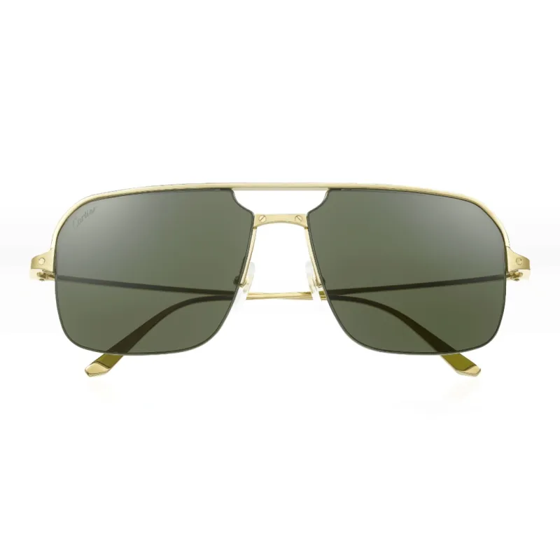 CARTIER Metal Irregular Shape Sunglasses Unisex Gold-1