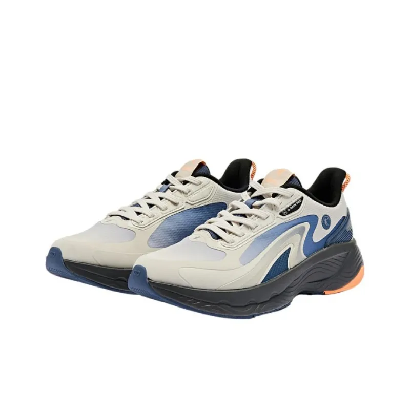 QIAODAN Streamer 4.0 Cushioning Low Top Running Shoes Men's White Gray-1