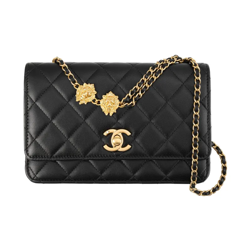 CHANEL WOC Lambskin Handbag, Shoulder Bag, Crossbody Bag Women's Black-0