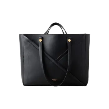 Mulberry Cow Leather Tote Bag, Shopping Bag, Shoulder Bag, Handbag Women's Black