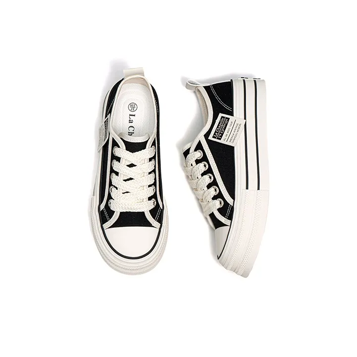 La Chapelle Lightweight Height Increasing Low Top Canvas Shoes 3cm Women's-4