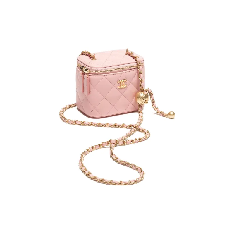 CHANEL Sheepskin Shoulder Bag, Crossbody Bag Women's Pink-1
