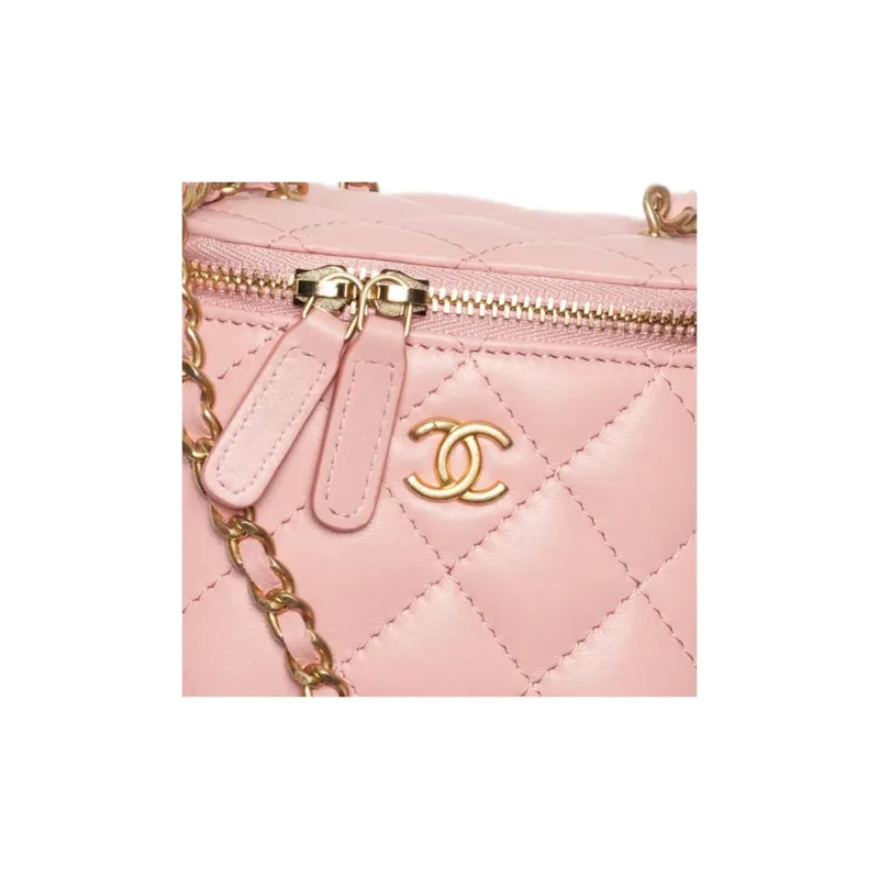 CHANEL Sheepskin Shoulder Bag, Crossbody Bag Women's Pink-4