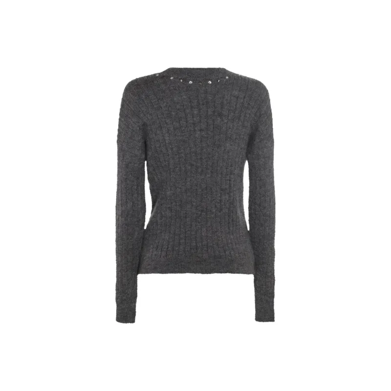 Alessandra Rich V Neck Rib Knit Jumper-1