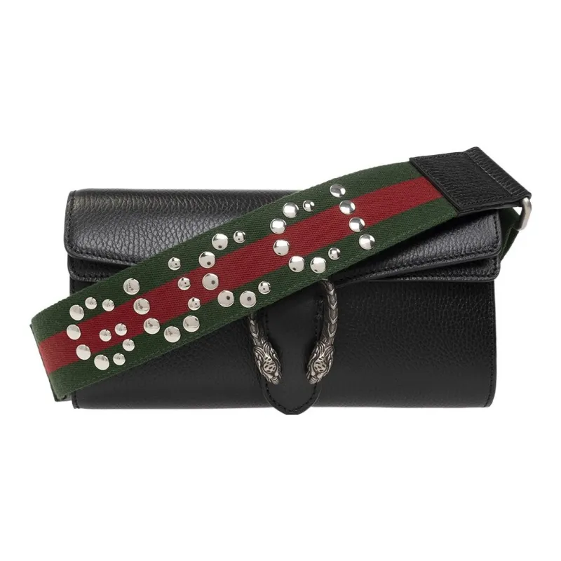 GUCCI Dionysus Leather Chain Bag Flap Bag Crossbody Bag Shoulder Bag Women's Black-3