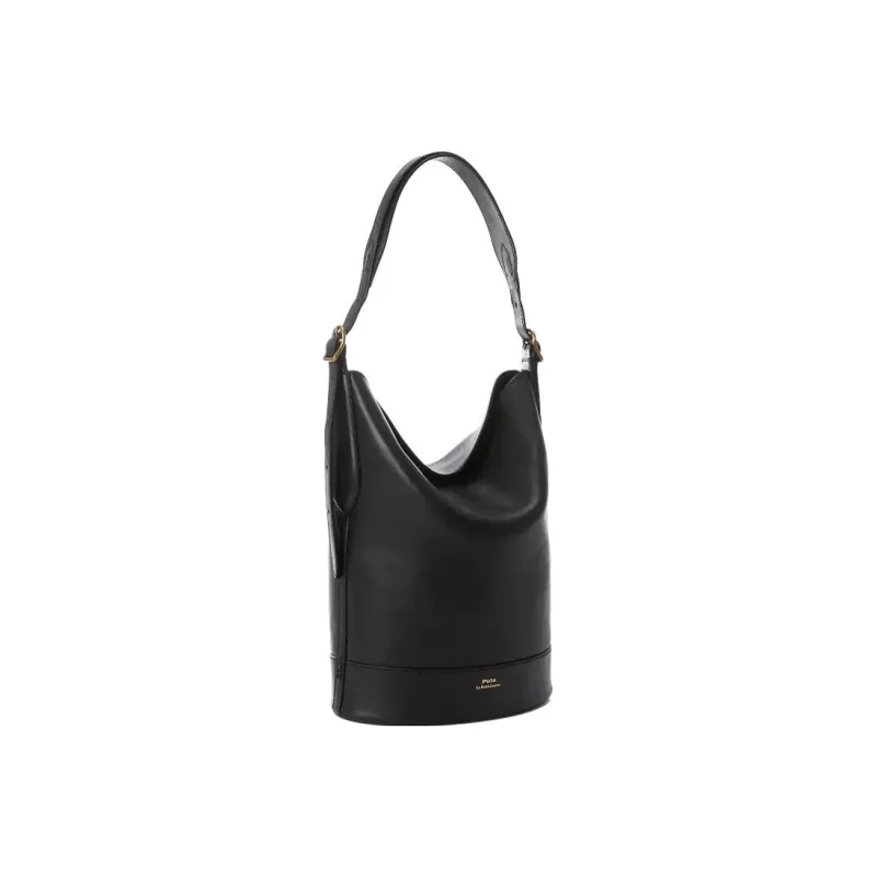 Polo Ralph Lauren Bellport Cow Leather Bucket Bag Portable Crossbody Bag Shoulder Bag Women's Black-1