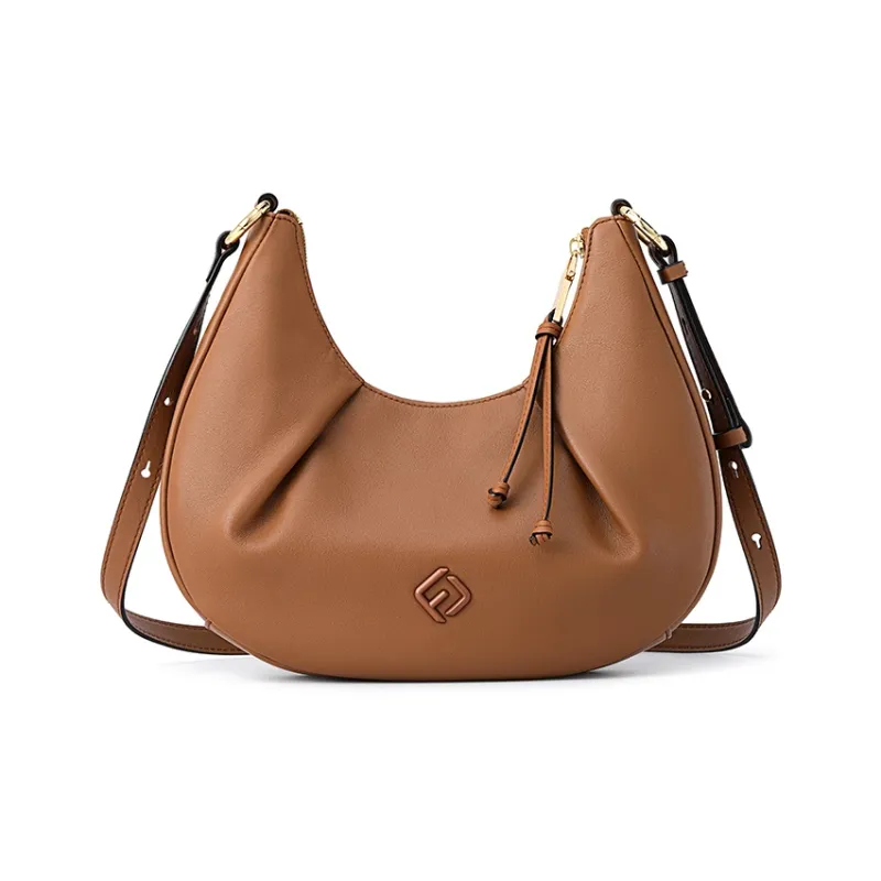 FION Soft Genuine Leather Shoulder Bag, Handbag, Shoulder Bag Women's Solid Color-6