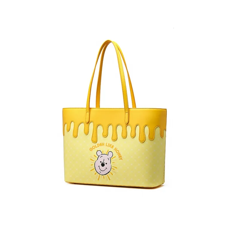 Disney Winnie The Pooh Series PU Tote Bag Shopping Bag Handbag Regular Unisex Yellow-1