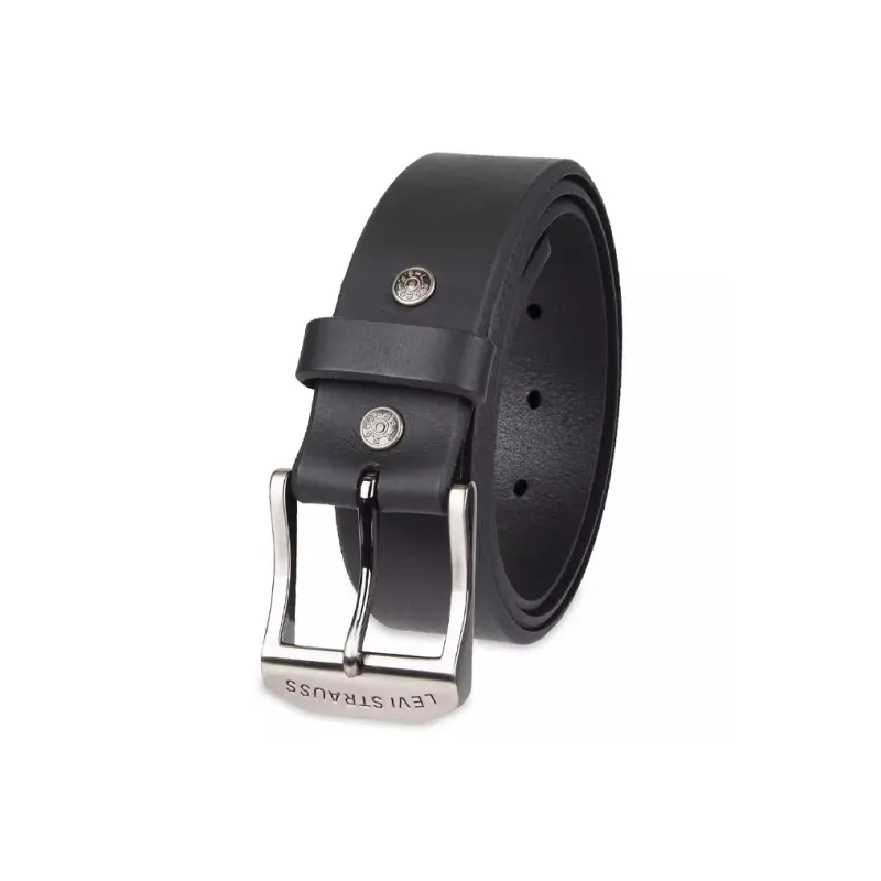 Levis Vintage Brushed Pin Buckle Leather Belts Men's Black Width: 3.8CM-0
