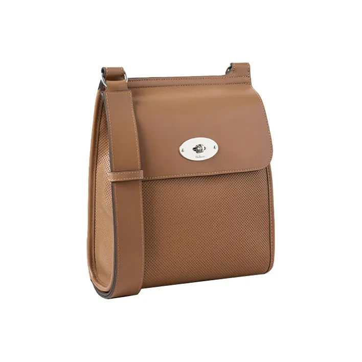 Mulberry Perforated Leather Shoulder Bag, Crossbody Bag Regular Unisex Brown-1
