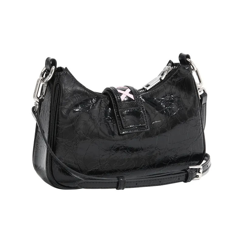 AILUXI PU Shoulder Bag, Portable Crossbody Bag Medium Size Women's Black-2