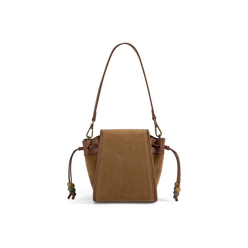 MQ&DR Anti-Pill Microfiber Italian Caramel Saddle Bag Commute Shoulder Bag Mini Women's Brown-3