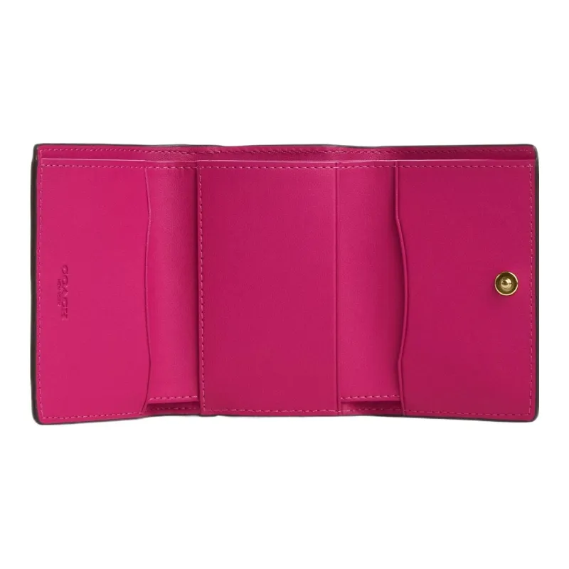 COACH Micro Pebbled Leather Coin Purses Wallets Regular Women's Cherry Red-1