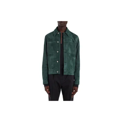 Paul Smith Leather Jackets Men Green