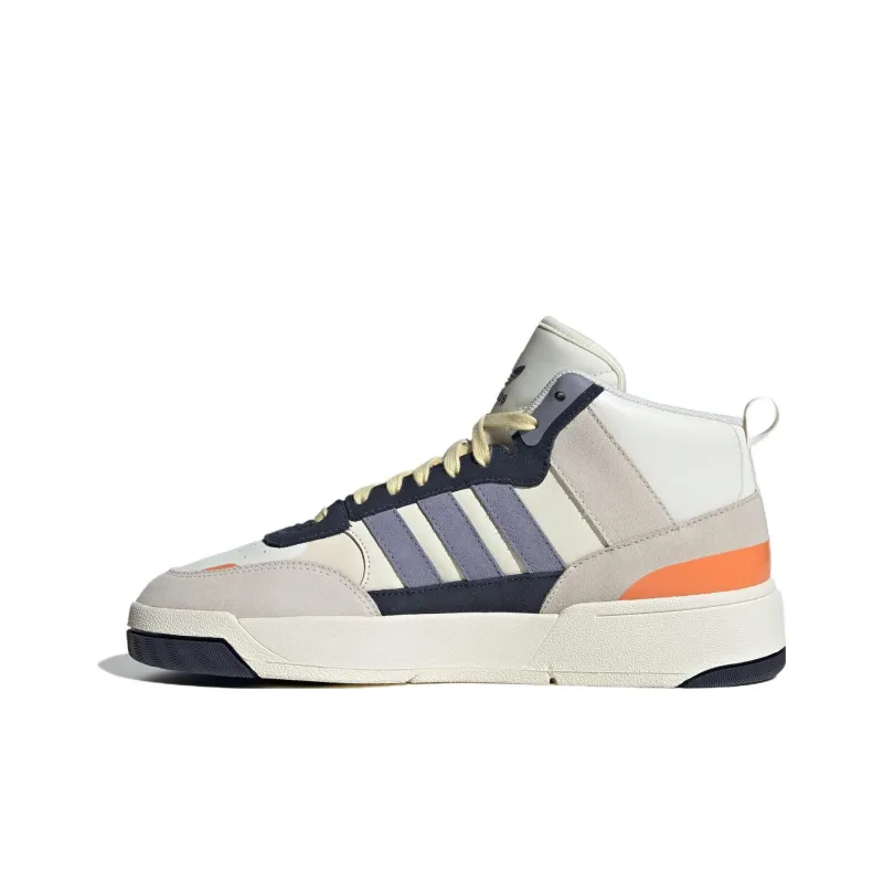 Adidas Originals Post Up Anti Slip Wear Resistant High Top Skateboard Shoes Unisex Beige Blue-0