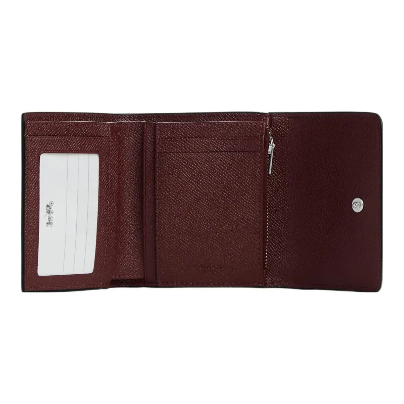 COACH Trifold Wallet Cross Leather Coin Purses Wallets Regular Women's Cherry Red-1