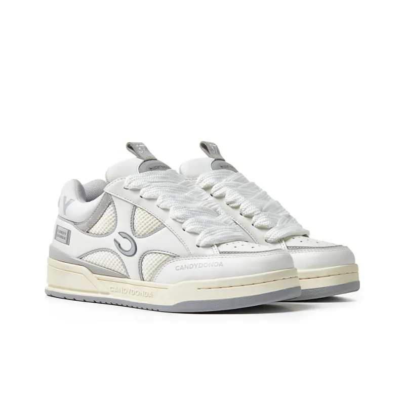 CANDYDONDA Basic Color Scheme Low-Top Skateboard Shoes Unisex Gray White-2