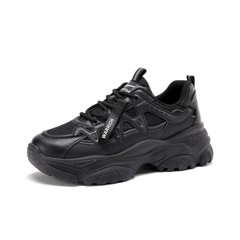 Warrior Height Increasing Cushioning Low Top Chunky Sneakers Women's Black-1