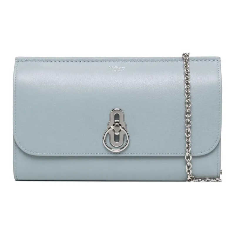 Mulberry Leather One Shoulder Crossbody Clutches Women's Blue-0