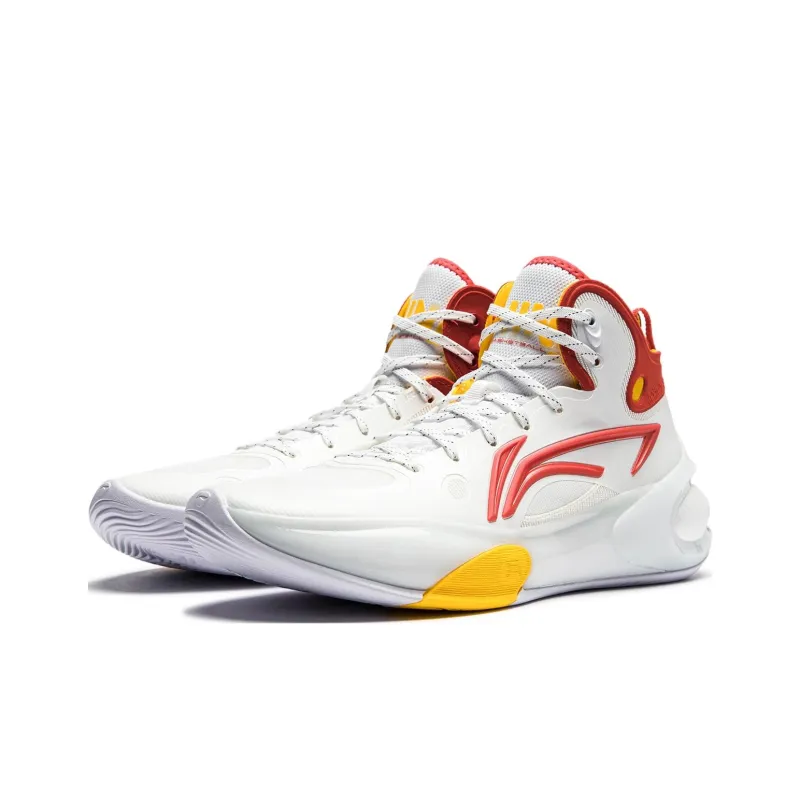 LiNing YuShuai 17 Wear Resistant Mid Top Basketball Shoes Men's White Red-2