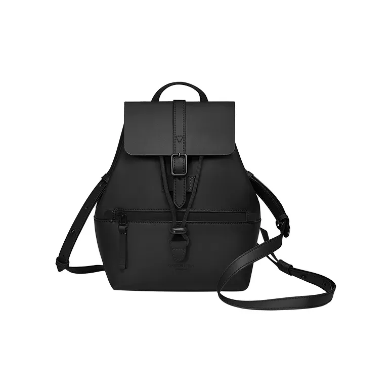 Gaston Luga Fabric Shoulder Bag, Crossbody Bag, Backpack Small Size Unisex Elegant Black/Light Taupe-1