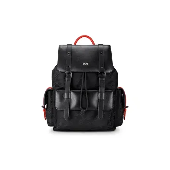 SEPTWOLVES Fabric PU Laptop Backpack Unisex Black