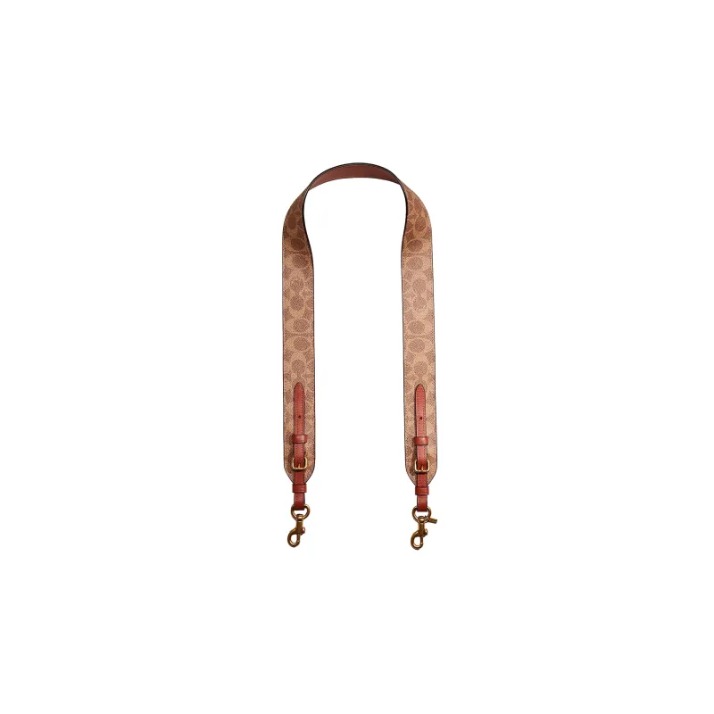 COACH Canvas With Leather Shoulder Strap Bag Strap Women's Brown-0