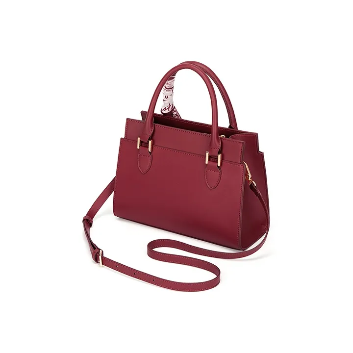 Simvay Clos Cow Leather With Synthetic Leather Crossbody Bag Handbag Tote Mom Bag Medium Size Women's Burgundy/Ecru-4