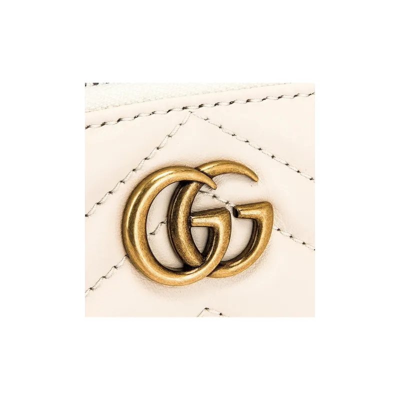 GUCCI GG Marmont Embossed Leather File Folder Coin Purse Clutch Women's White-4