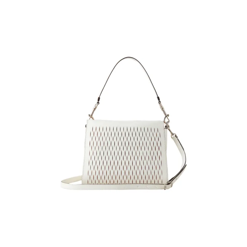 Mulberry Cow Leather Portable Crossbody Bag, Shoulder Bag Small Size Women's White-2