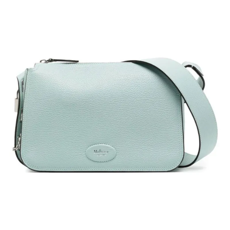 Mulberry Grain Calfskin Shoulder Bag, Crossbody Bag Women's Light Blue-0