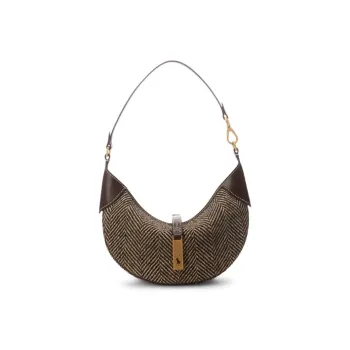Polo Ralph Lauren Herringbone Tweed Handbag Shoulder Bag Mini Women's Brown