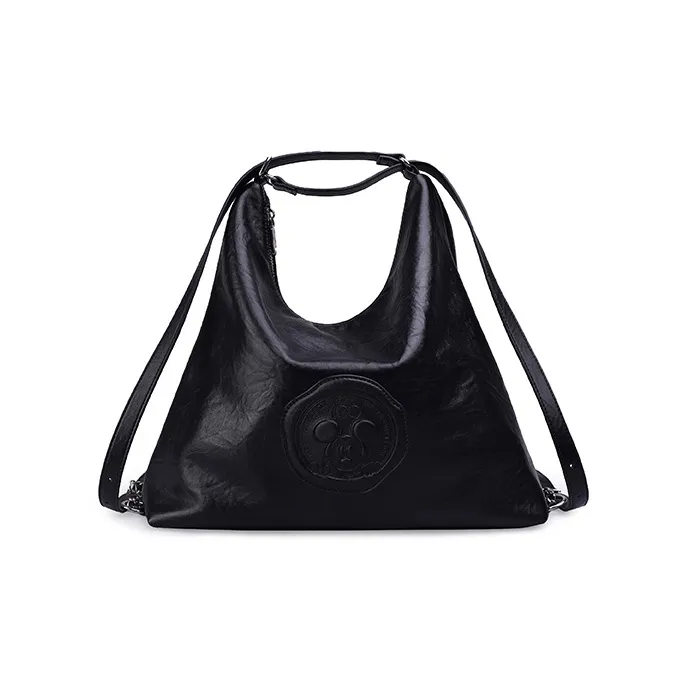 Disney Mickey Series Soft PU Leather Tote Bag, Shopping Bag, Handbag, Shoulder Bag Tubas Women's Black-1